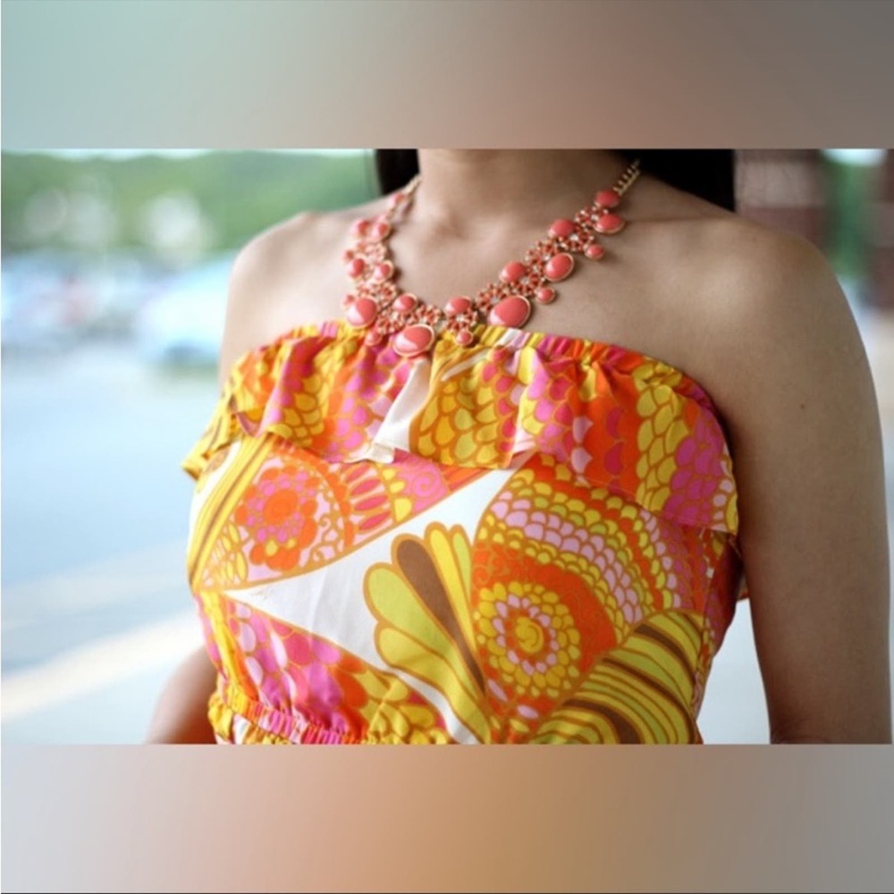 Banana Republic x Trina Turk Sonya Patio Dress Strapless Silk Maxi Women's 0 - Picture 4 of 12